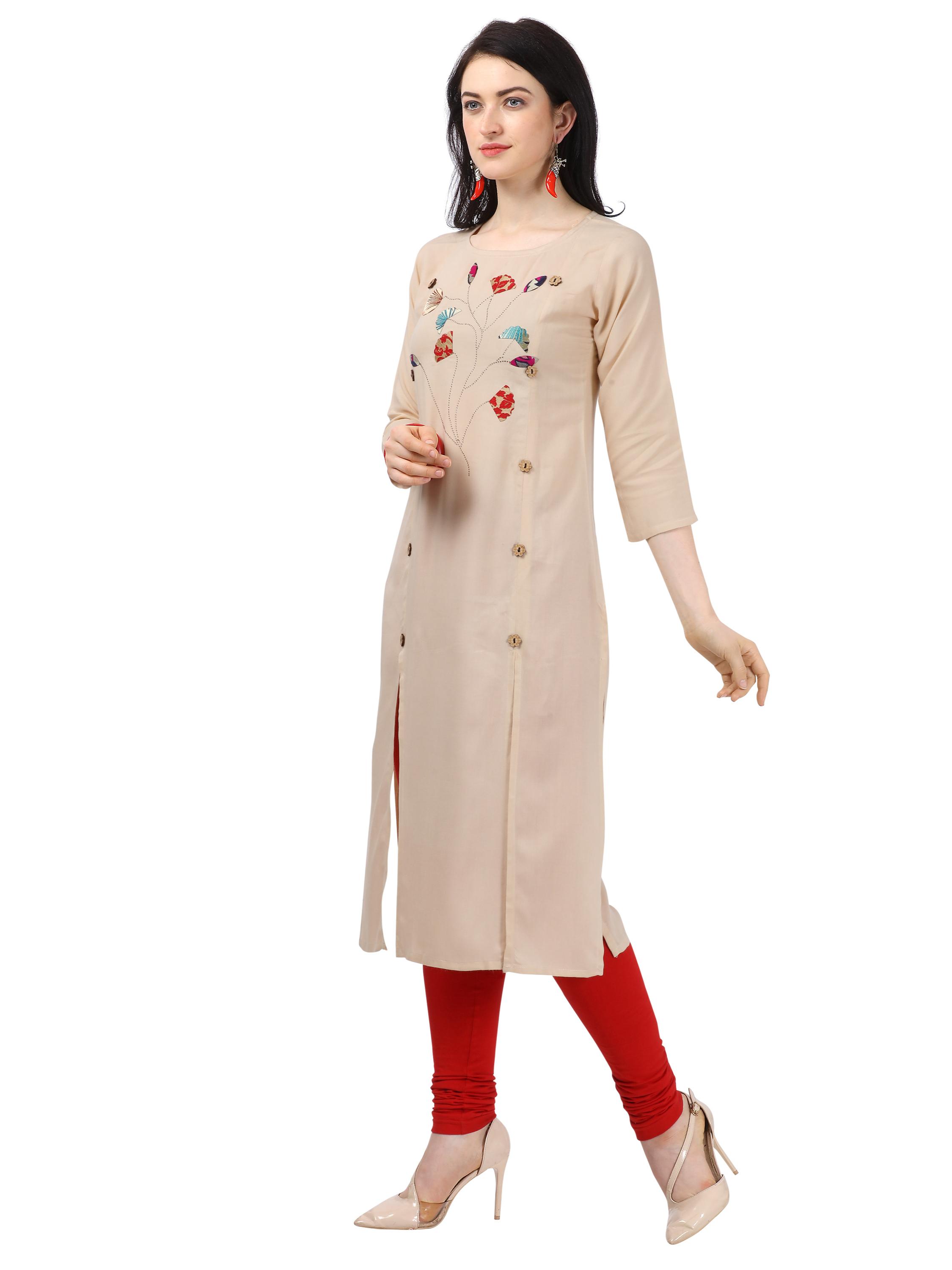 cream rayon dress - 17786178 - Standard Image - 3