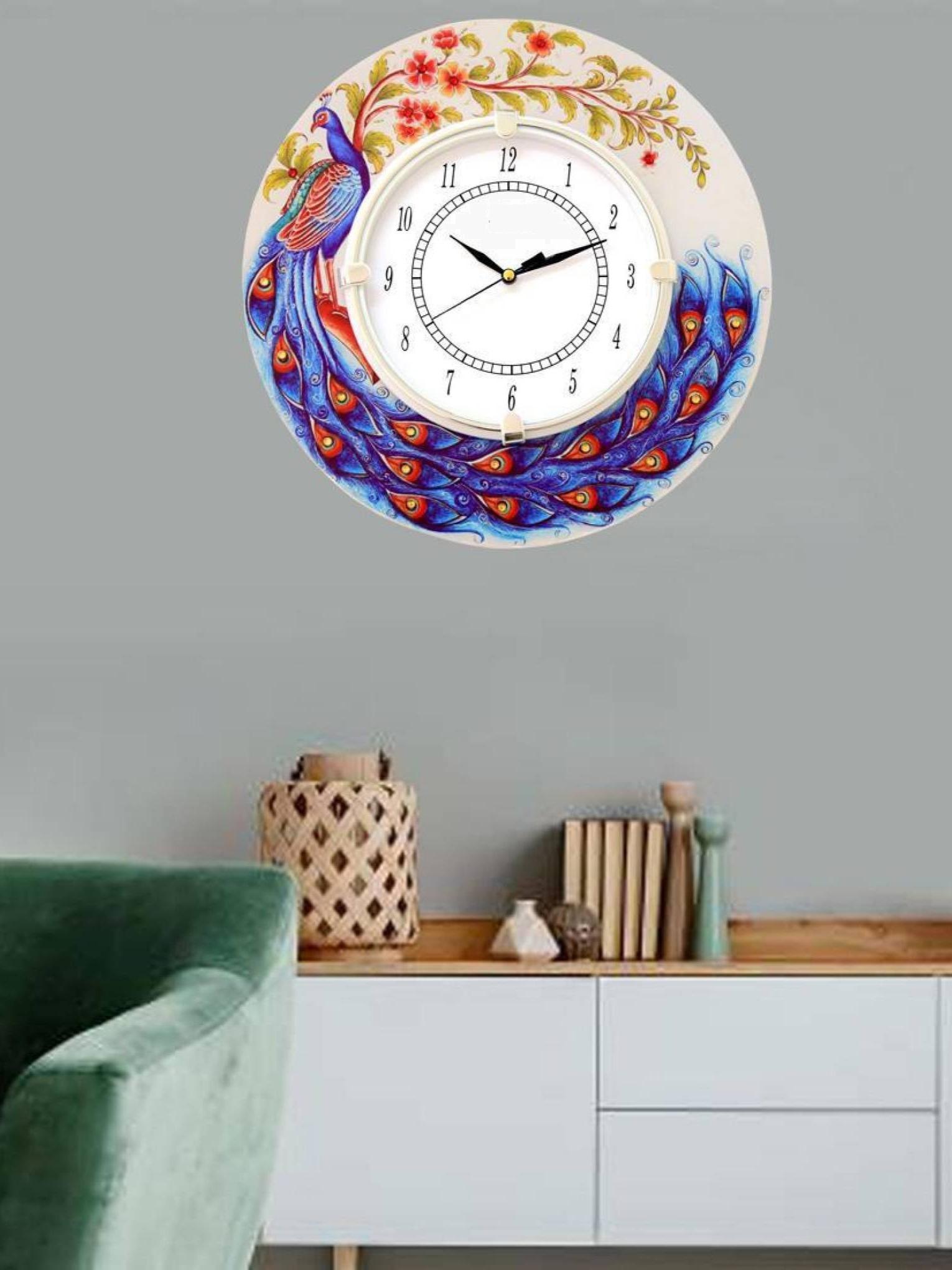 handpainted wooden wall clock with beautiful  - 17786957 -  Zoom Image - 0