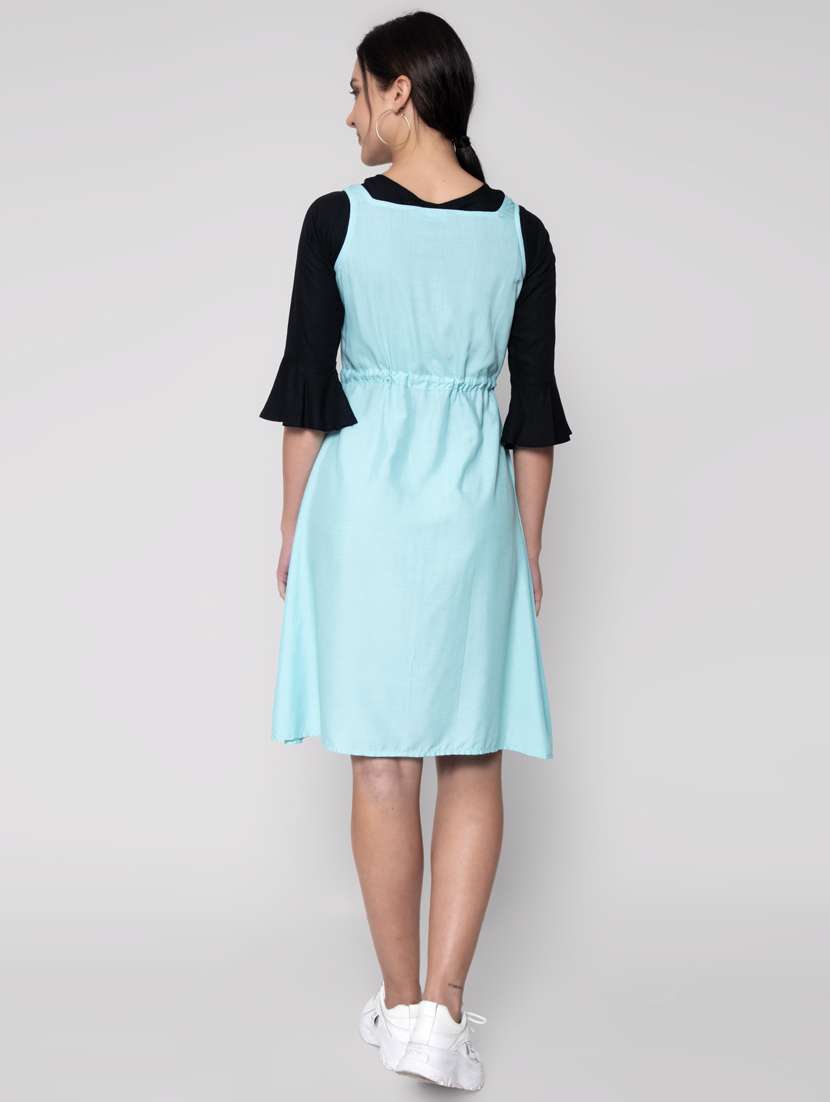 drawstring waist solid dungaree dress - 17790409 -  Standard Image - 3