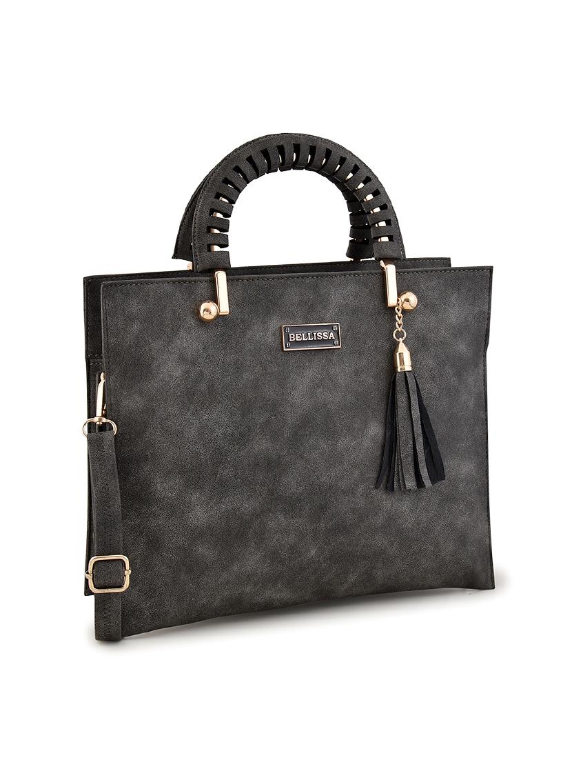 grey leatherette (pu) handbag - 17790439 - Standard Image - 3