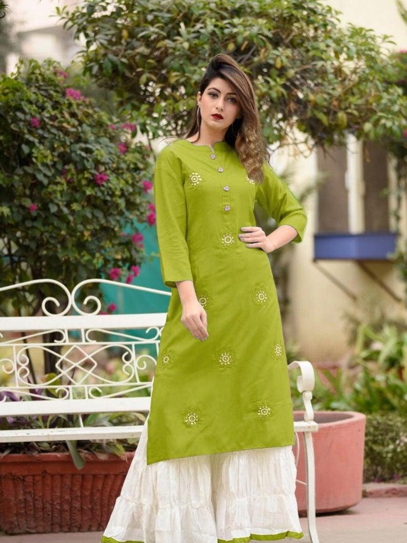 brown cotton kurti - 17790658 -  Zoom Image - 0