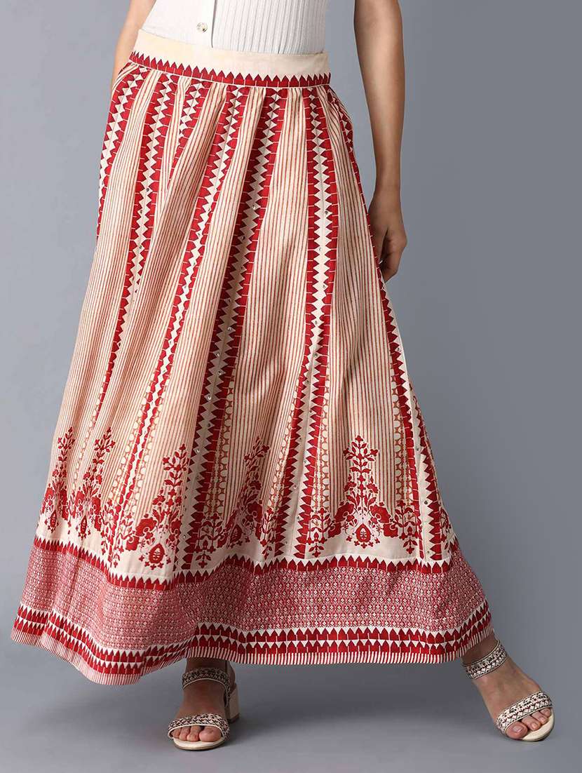 printed flared skirt