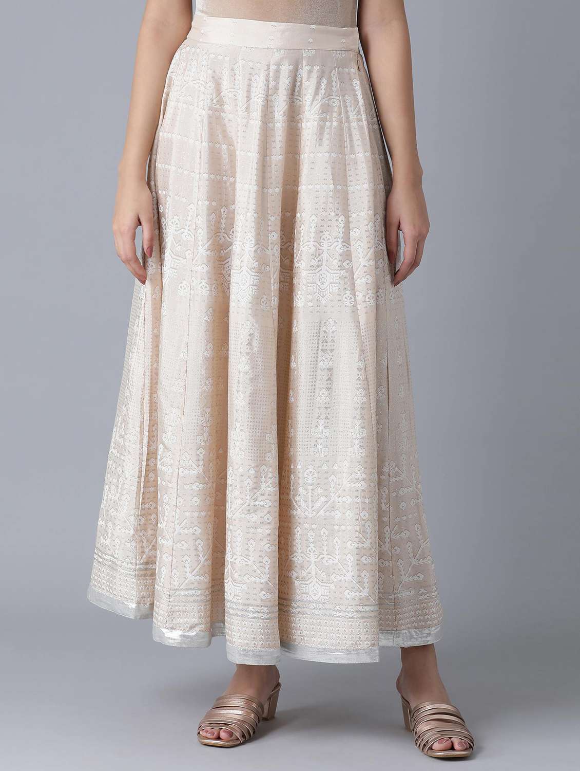 pink viscose flared skirt