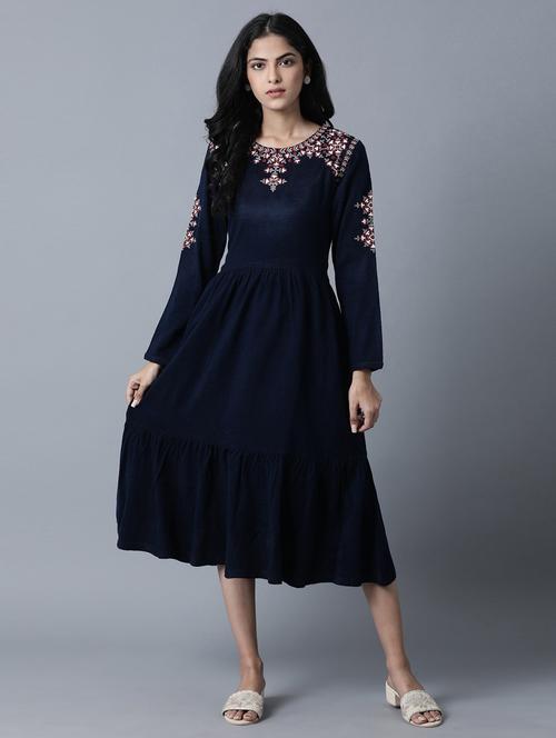 embroidered solid ethnic dress - 17791191 -  Standard Image - 0