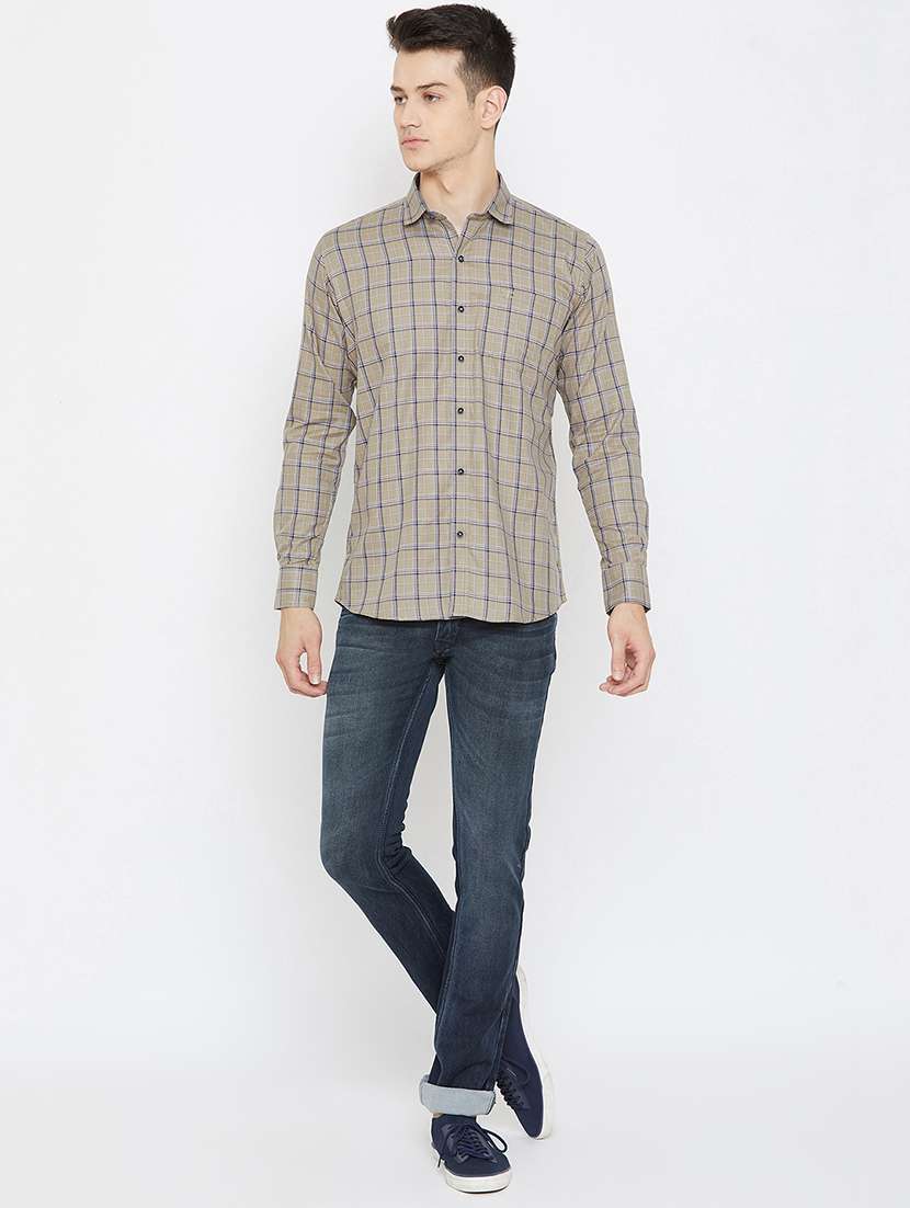 beige checkered casual shirt - 17792185 -  Standard Image - 3