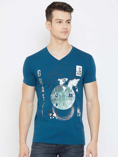 teal printed t-shirt - 17792197 - Standard Image - 0