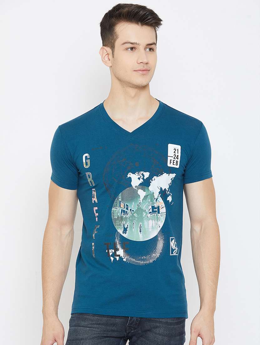 teal printed t-shirt - 17792197 - Zoom Image - 0
