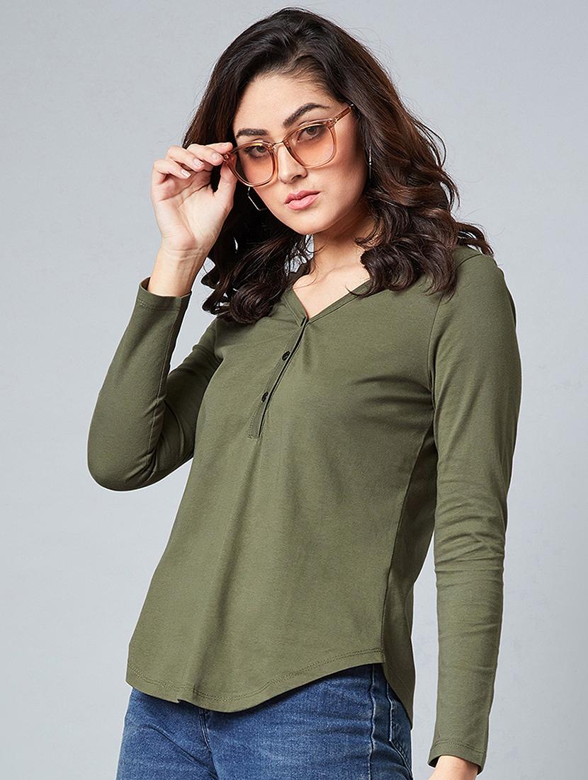 v-neck solid top - 17792363 - Zoom Image - 0