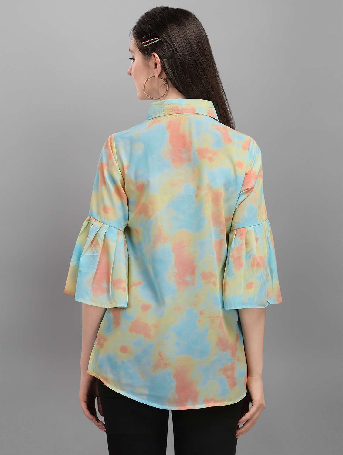 bell sleeved printed top  - 17793632 -  Standard Image - 3