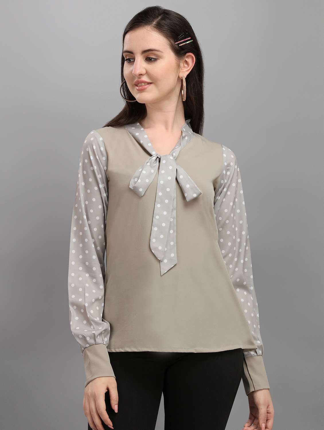 tie up neck printed top - 17793636 - Zoom Image - 0
