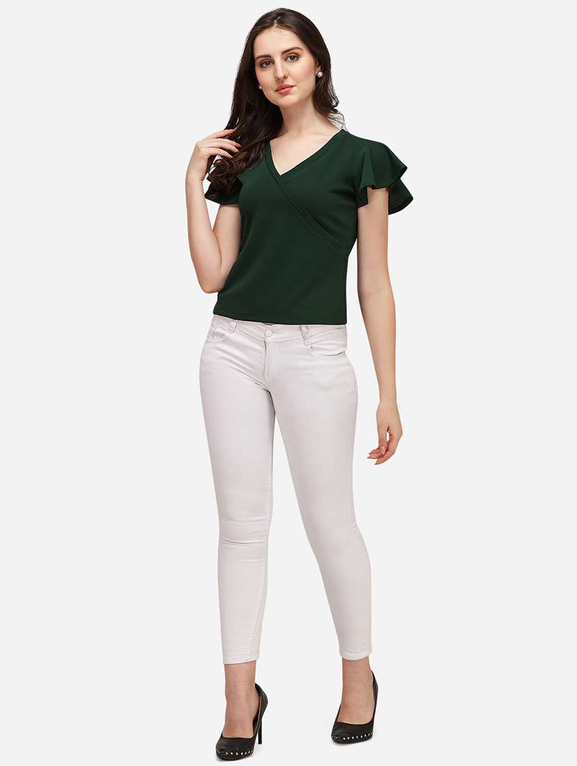 overlap neck solid top - 17793651 - Standard Image - 3