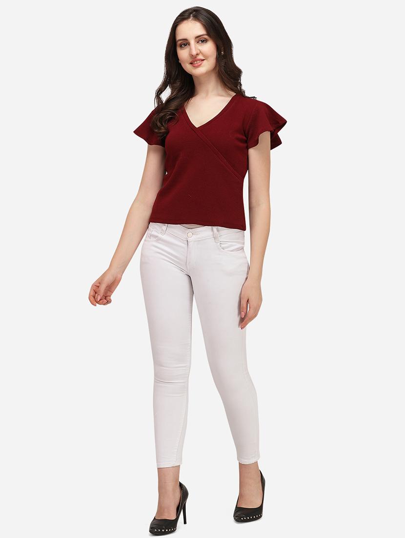 overlap neck solid top - 17793652 - Standard Image - 3
