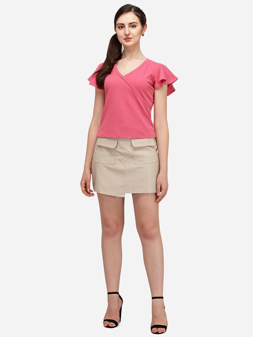 overlap neck solid top - 17793654 - Standard Image - 3