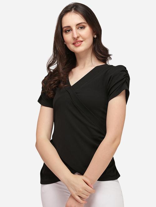 overlap neck solid top - 17793655 - Standard Image - 0