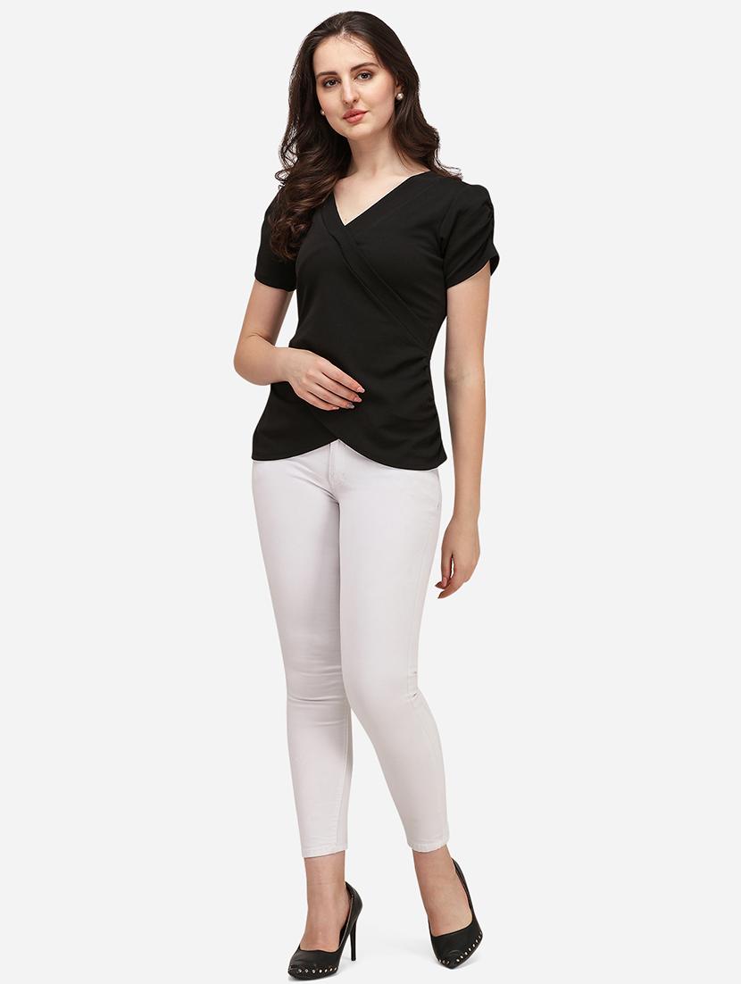 overlap neck solid top - 17793655 - Standard Image - 3