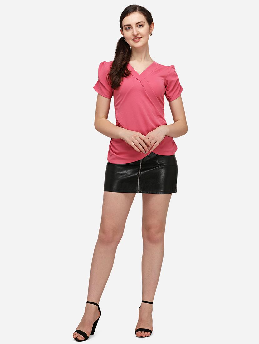 overlap neck solid top - 17793660 - Standard Image - 3