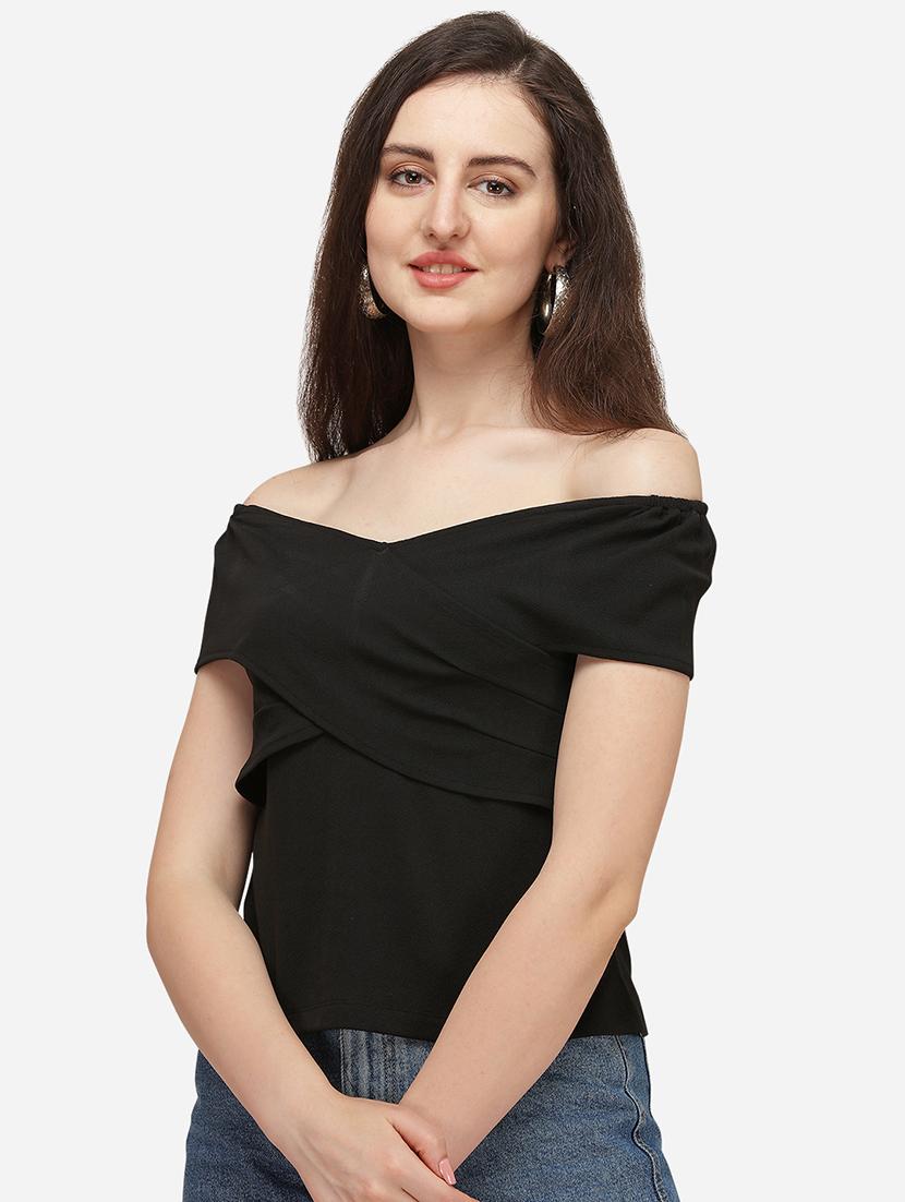 off shoulder solid top - 17793667 - Zoom Image - 0