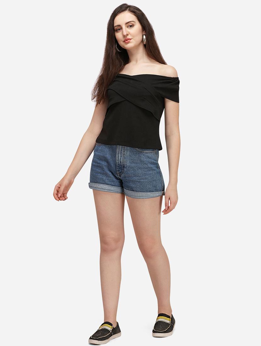 off shoulder solid top - 17793667 - Standard Image - 3