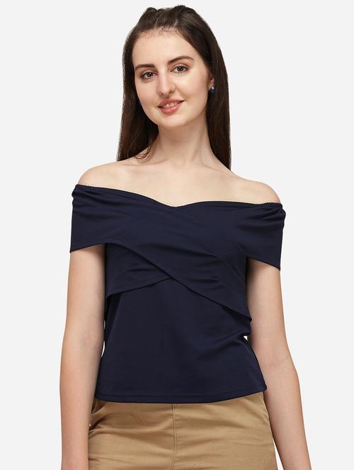 off shoulder solid top - 17793668 - Standard Image - 0