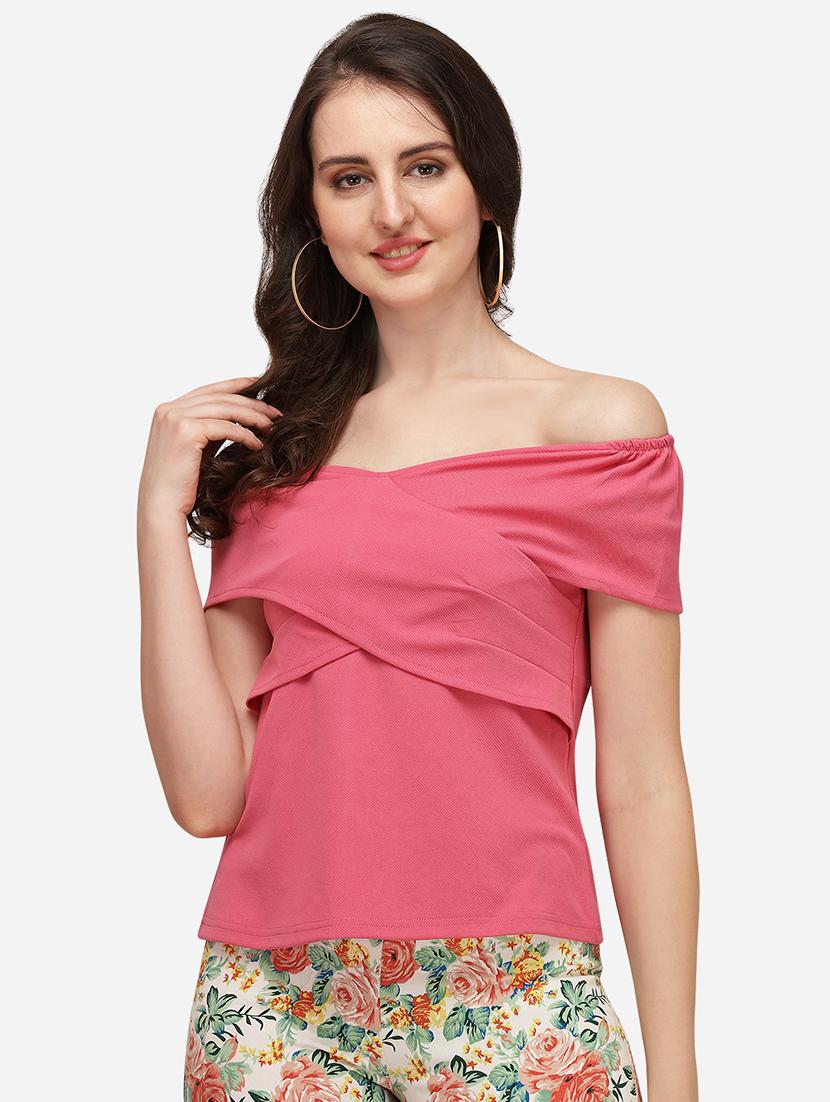 off shoulder solid top - 17793672 - Zoom Image - 0