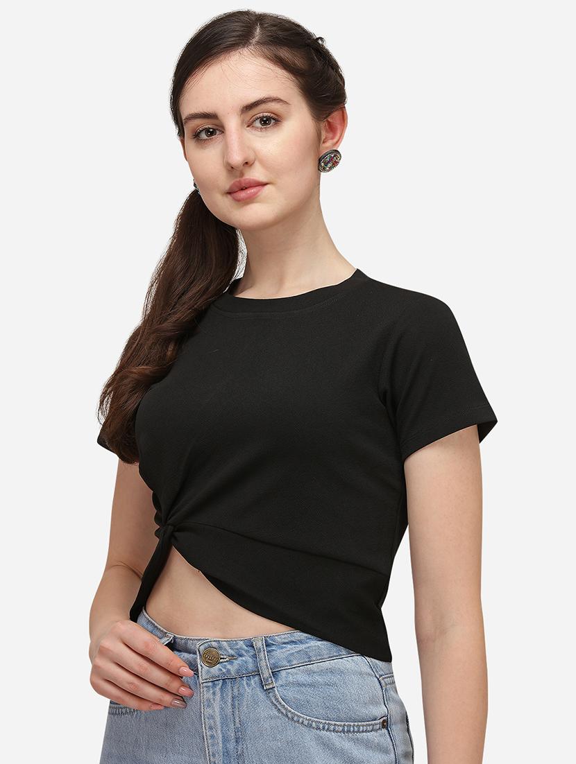 crew neck solid crop top - 17793673 -  Zoom Image - 0