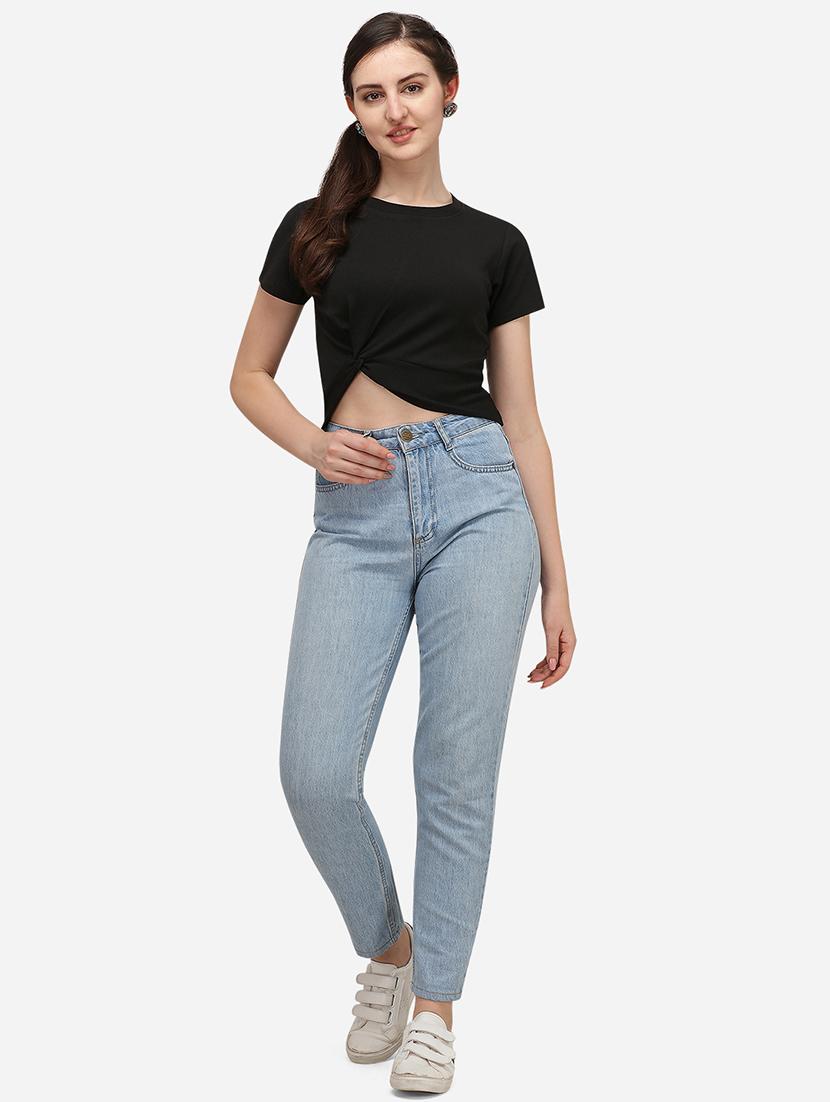 crew neck solid crop top - 17793673 - Standard Image - 3