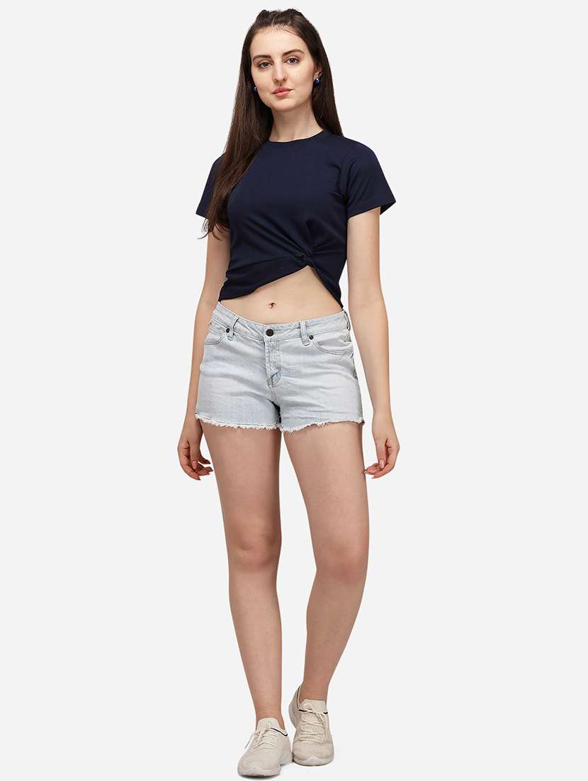 crew neck solid crop top - 17793674 -  Standard Image - 3