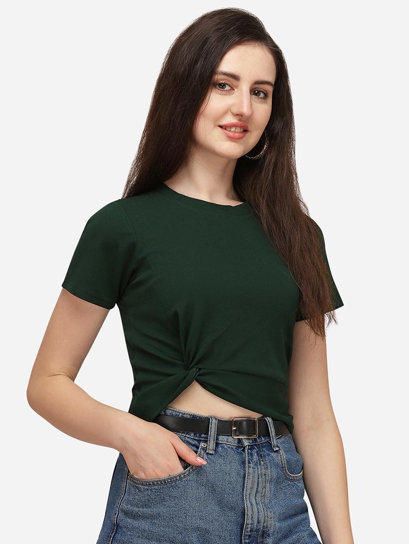 crew neck solid crop top - 17793675 -  Zoom Image - 0