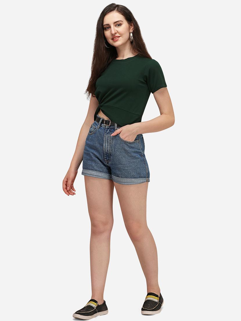 crew neck solid crop top - 17793675 - Standard Image - 3