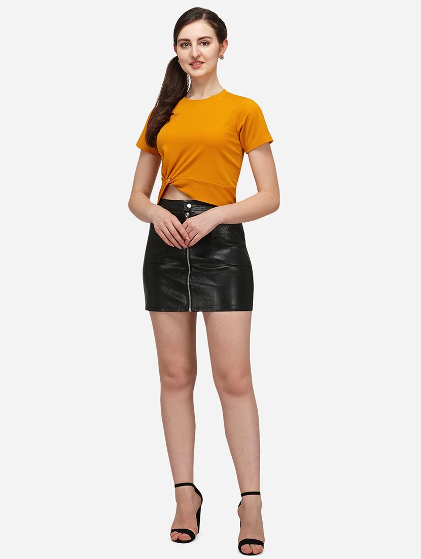 crew neck solid crop top - 17793677 - Standard Image - 3