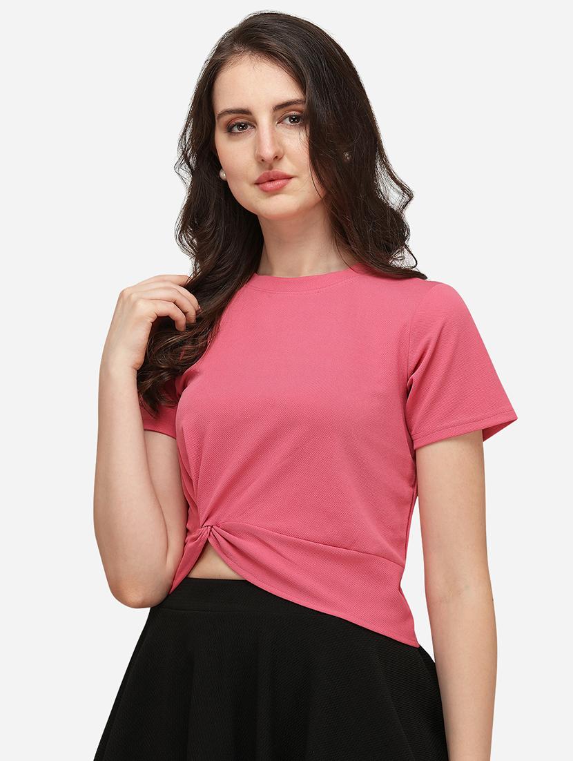 crew neck solid crop top - 17793678 -  Zoom Image - 0