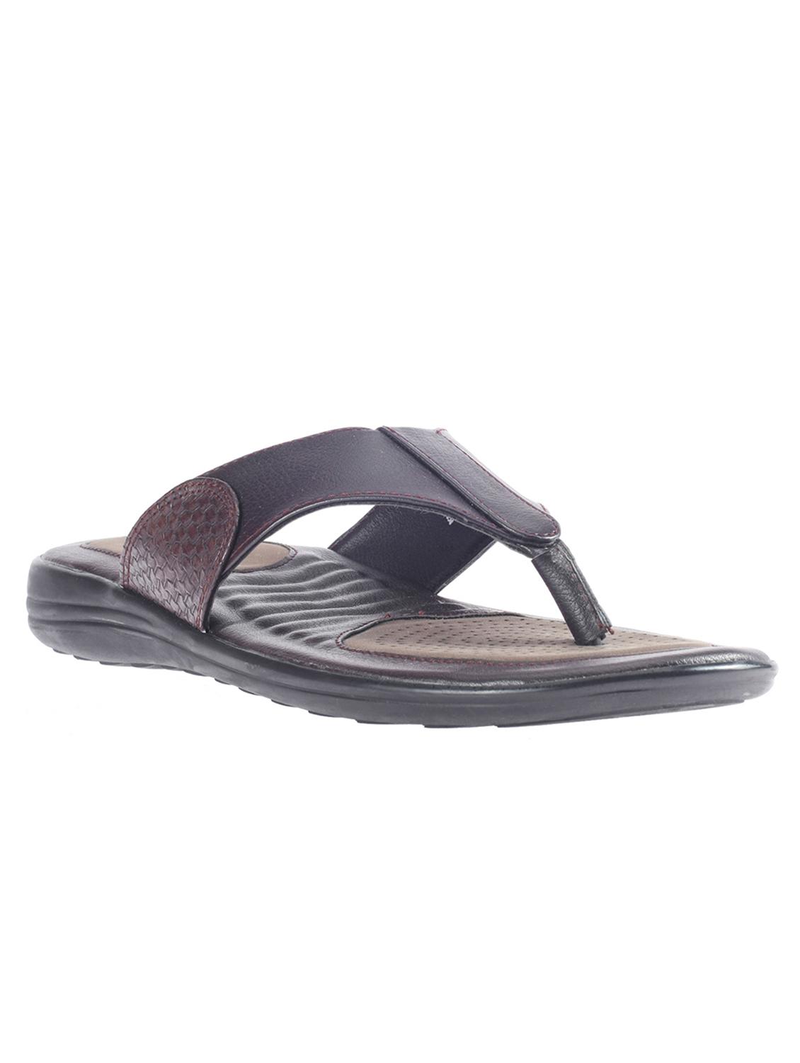 brown leather toe separator slippers