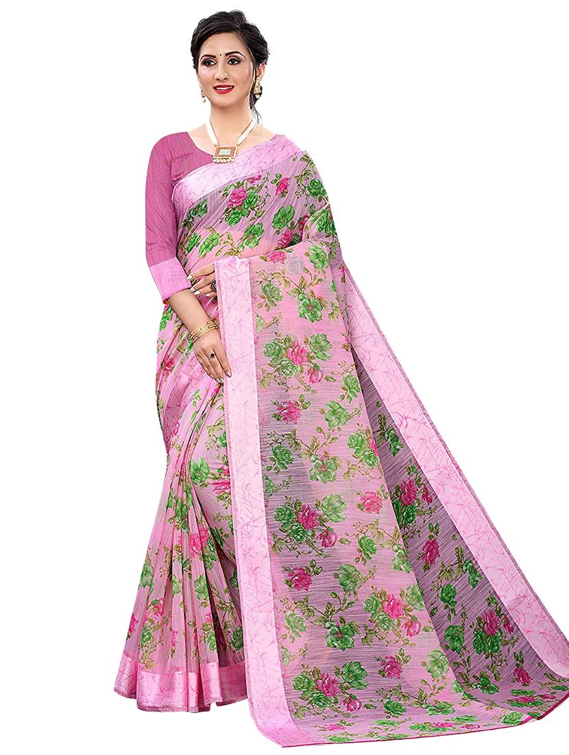 floral woven saree with blouse - 17794924 - Zoom Image - 0