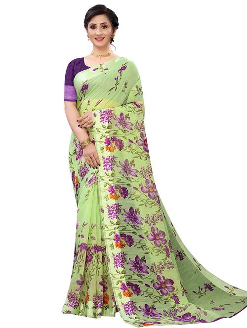 green linen saree - 17794942 -  Standard Image - 0
