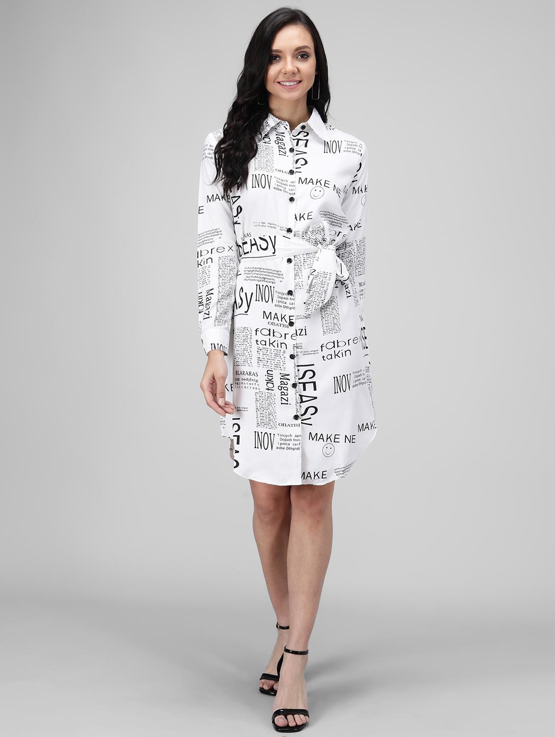 tie front printed shirt dress - 17795263 -  Zoom Image - 0