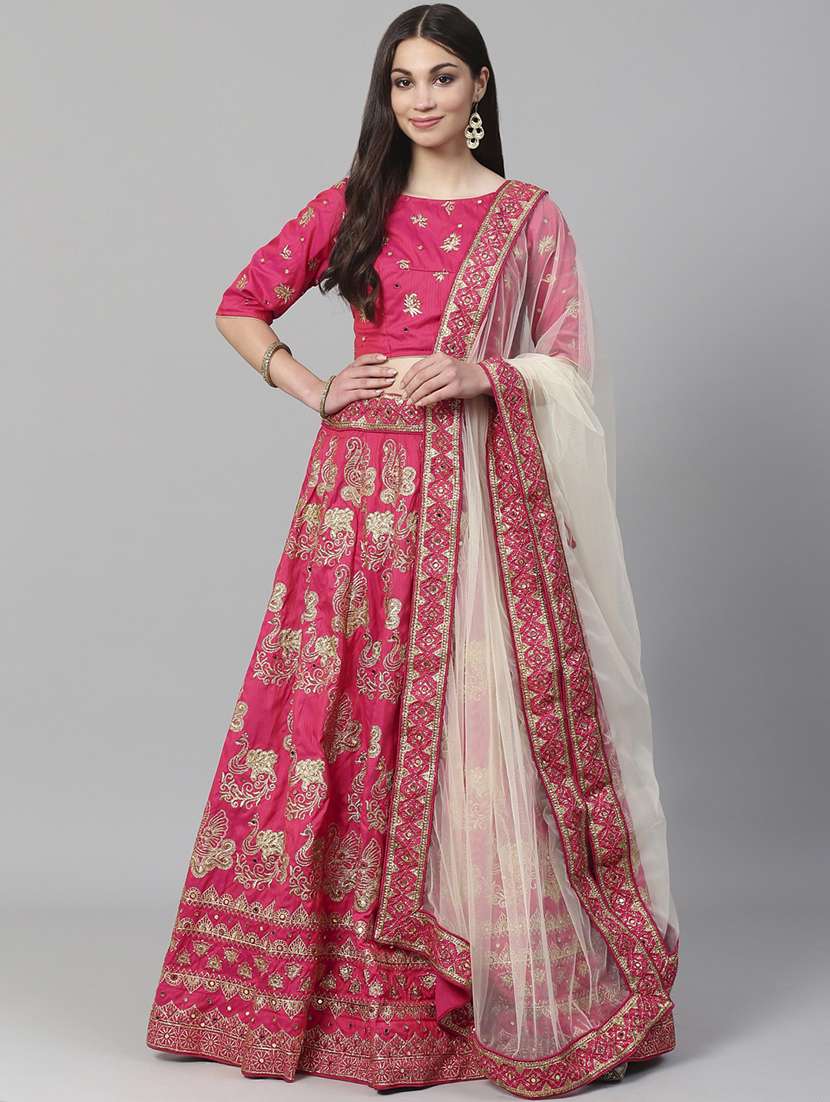 pink art silk aline lehenga