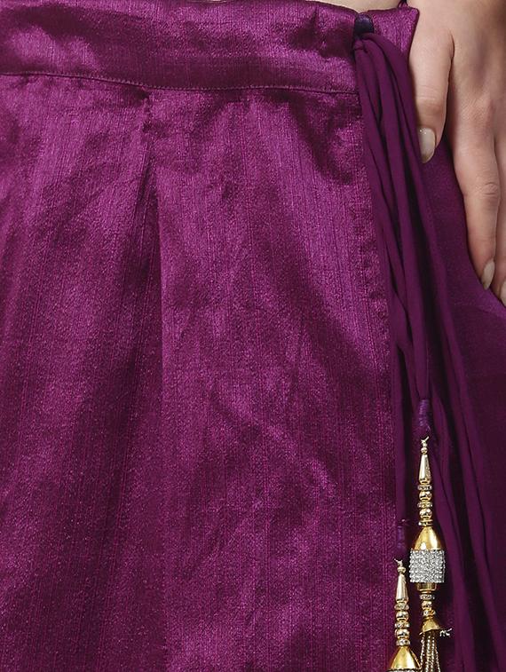 purple art silk aline lehenga - 17795690 - Standard Image - 3