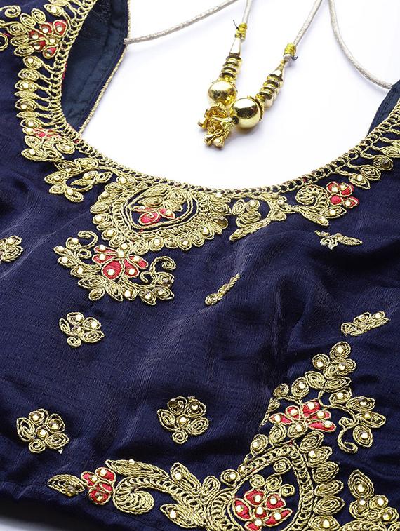 blue art silk aline lehenga - 17795749 - Standard Image - 3