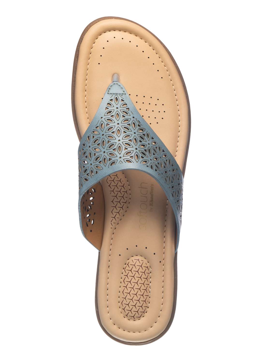Buy online Blue Leather Slip On Sandals from flats for Women by Softouch  for ₹549 at 40% off | 2023 Limeroad.com