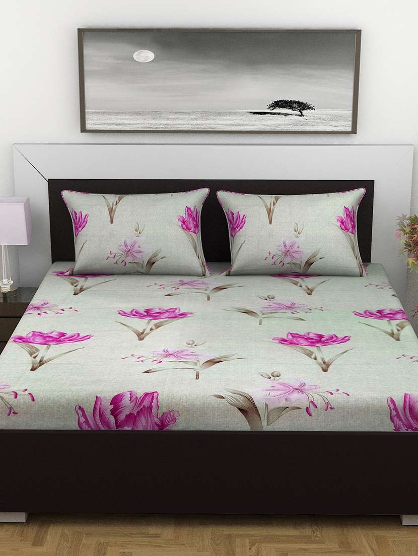 lo svago 100% cotton 120 tc double bedsheet |pink