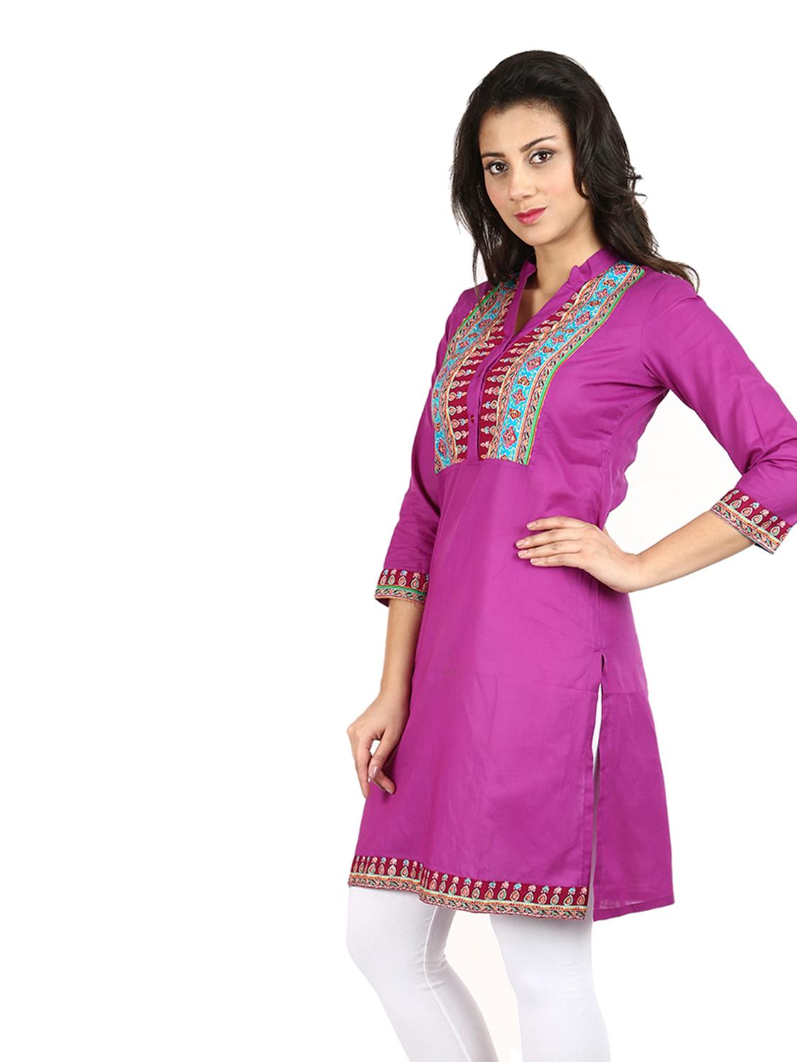 harshaya g purple cotton kurtis - 17798225 - Standard Image - 3