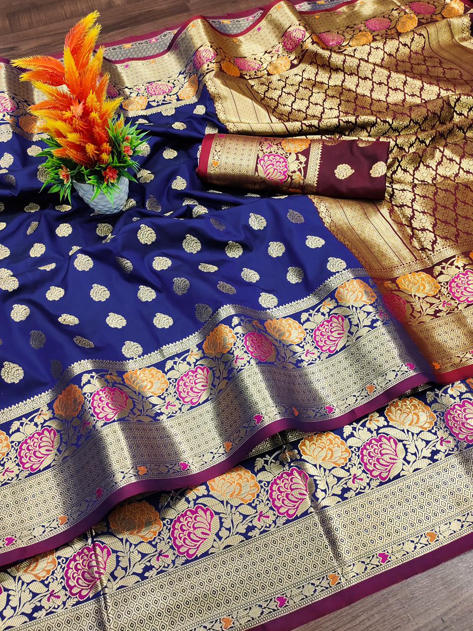 saree :- lichi silk saree with  - 17798241 -  Zoom Image - 0