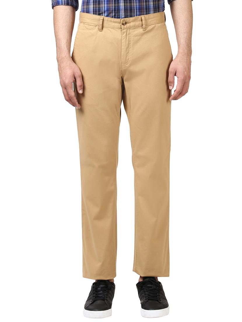 beige textured flat front casual trouser - 17798819 - Zoom Image - 0