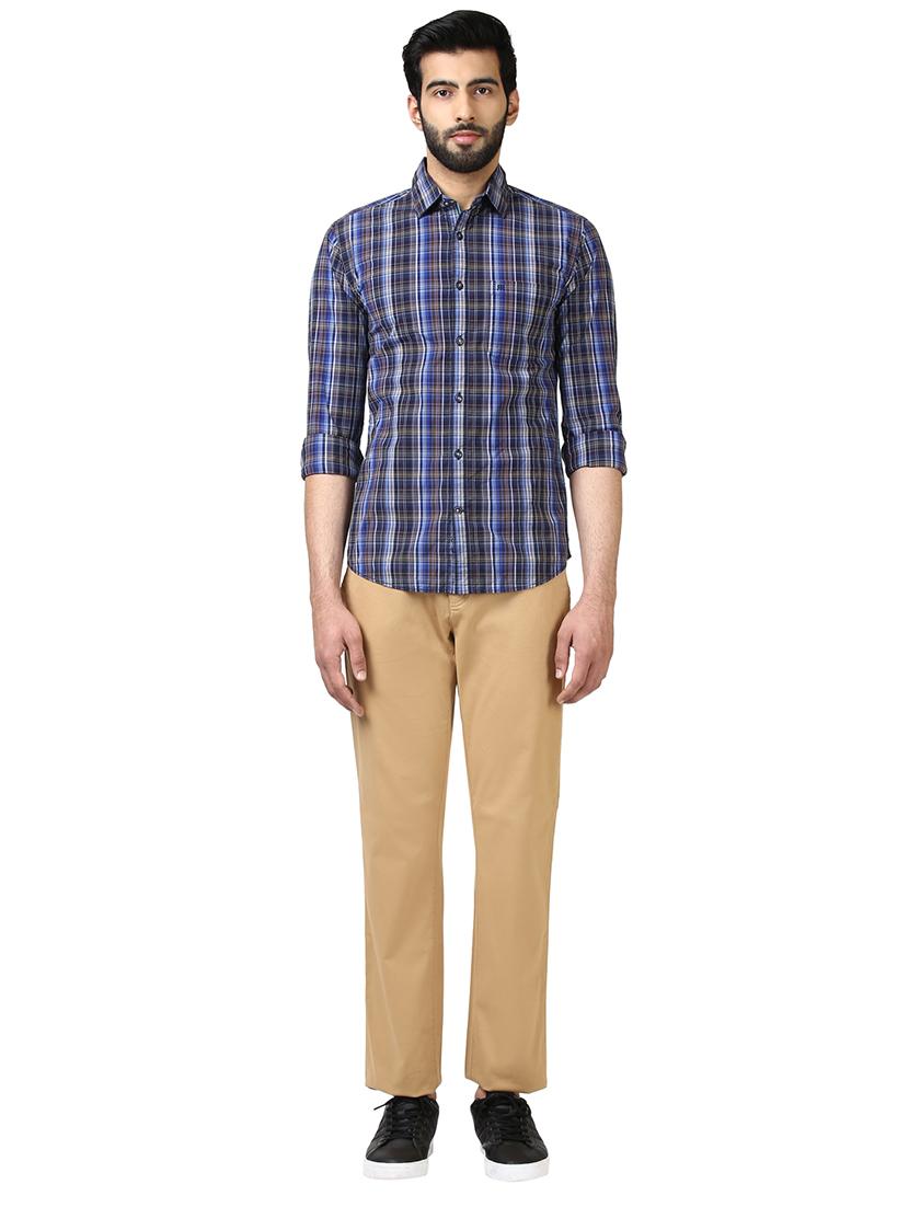 beige textured flat front casual trouser - 17798819 - Standard Image - 3