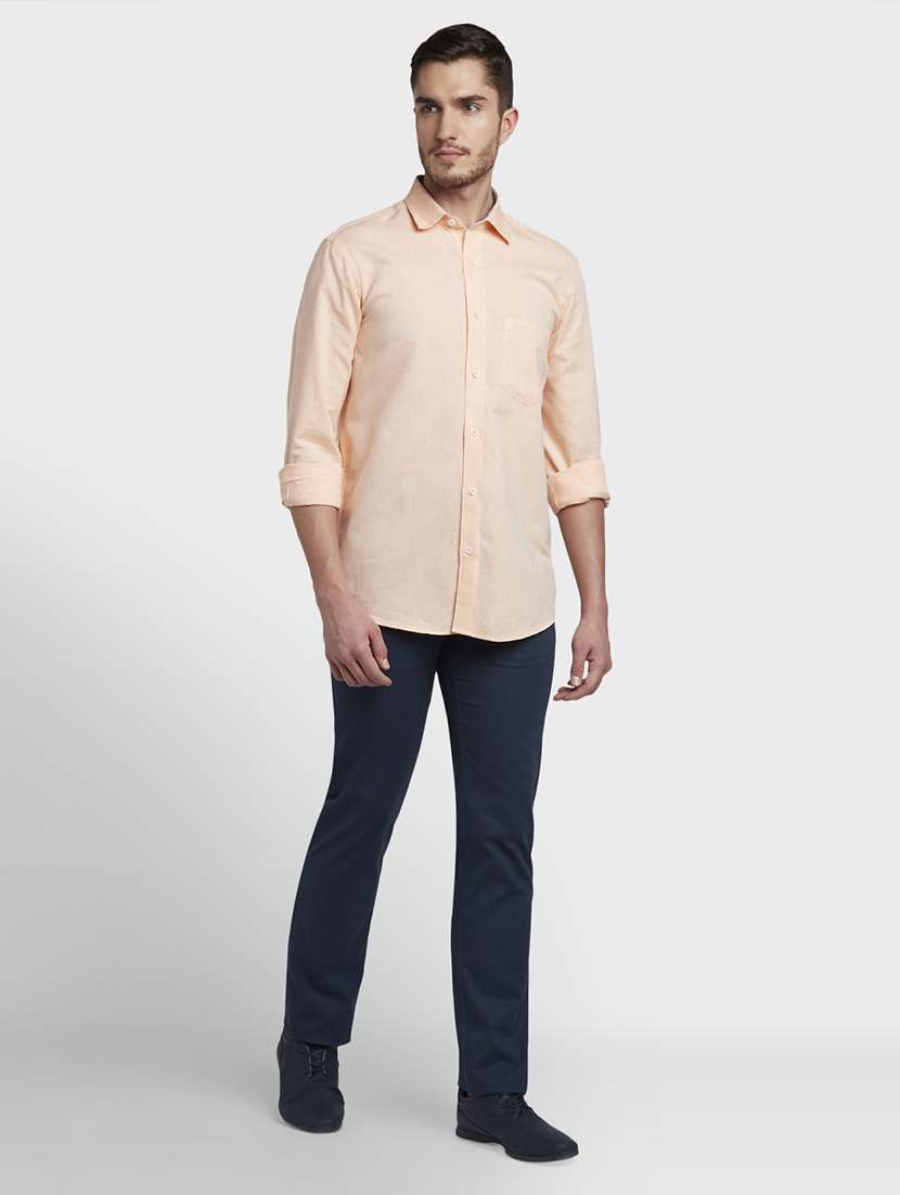 navy blue solid chinos casual trouser - 17799538 -  Standard Image - 3