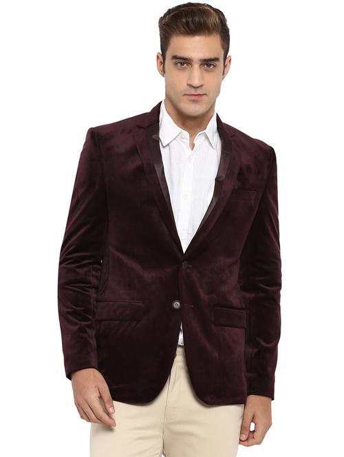 red solid single breasted formal blazer - 17800189 - Standard Image - 0