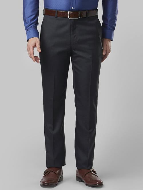 grey textured flat front formal trouser - 17800360 - Standard Image - 0