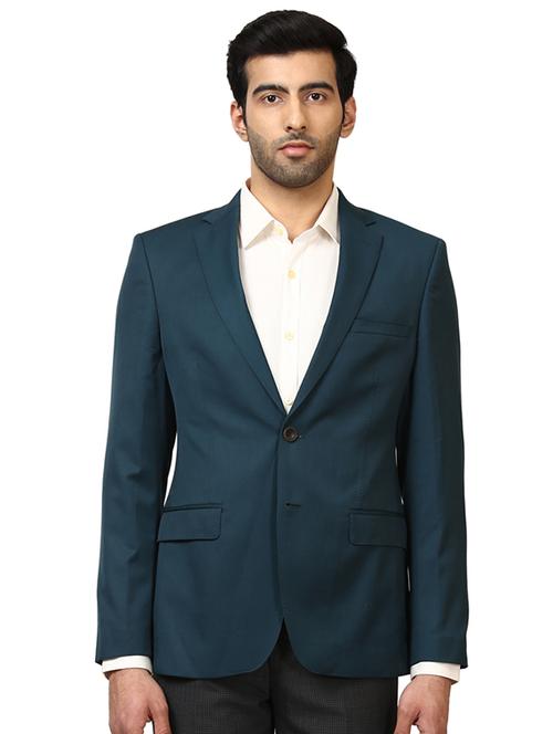 teal solid single breasted formal blazer - 17800428 - Standard Image - 0