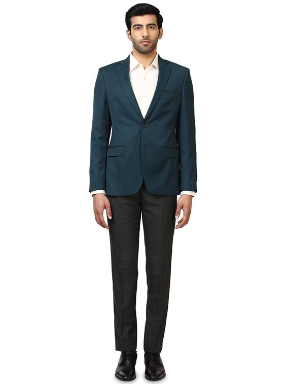 teal solid single breasted formal blazer - 17800428 - Standard Image - 3