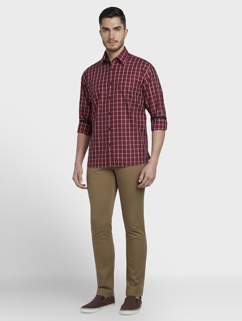 maroon checkered casual shirt - 17801017 - Standard Image - 3